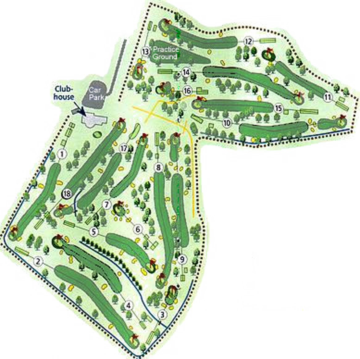 Childwall Golf Club course routing map showing all 18 holes